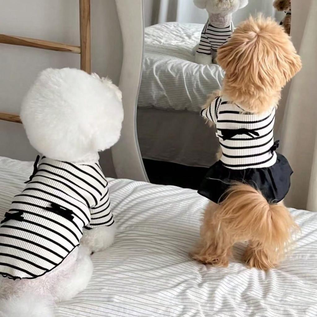 Pet Clothes Striped Simple Breathable Summer Dog Dress for Small Pets