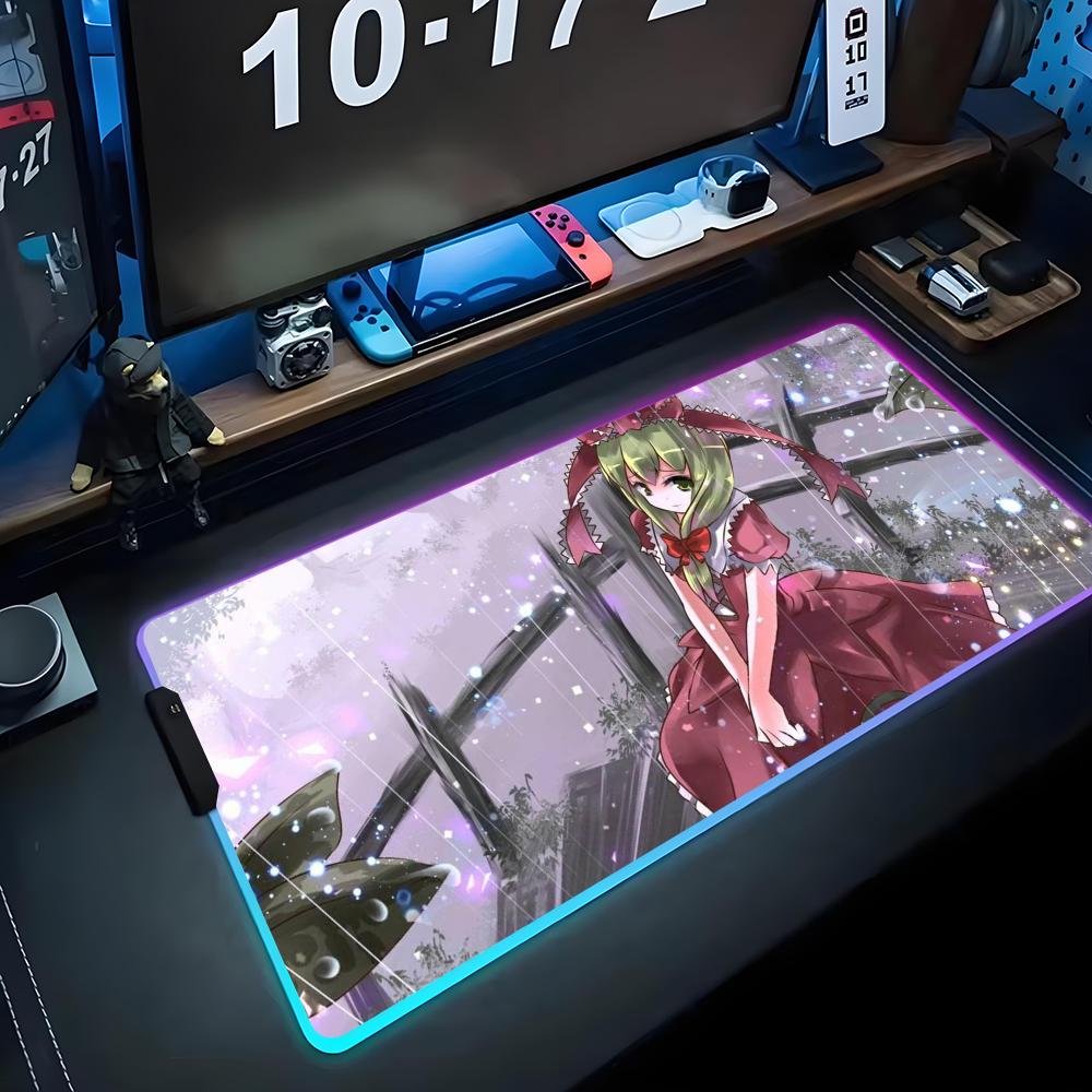 Hina Touhou Mouse Pad RGB Gaming Mousepad Big LED Pad PC Desk Mat Luminous Mouse Pad Large Keyboard Mats Table Rug With Backlit