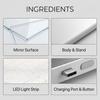 [Moonlight White] Three-Tone Lighting-PU Folding Mirror Daily Foldable Makeup Mirror Portable Simple Pocket Mirror