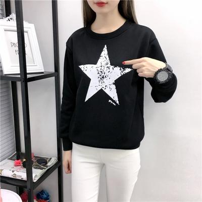 Women's Printed Loose Oversized Fleece Long Sleeved Sweatshirt