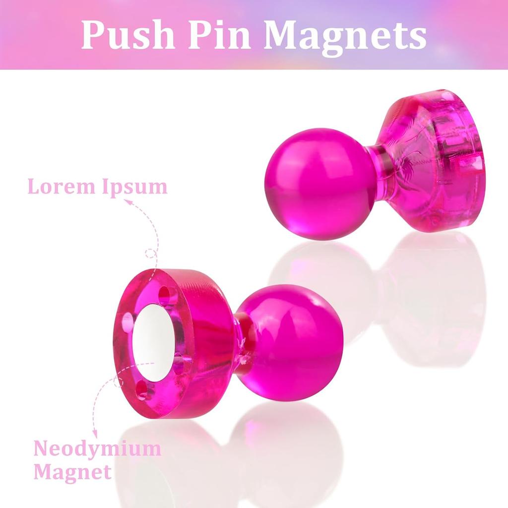 90 PCS Colorful Strong Magnetic Push Pin Magnets, 9 Assorted Color Magnetic Push Pin Magnets for Office, Classroom, Kitchen Home and School, Map