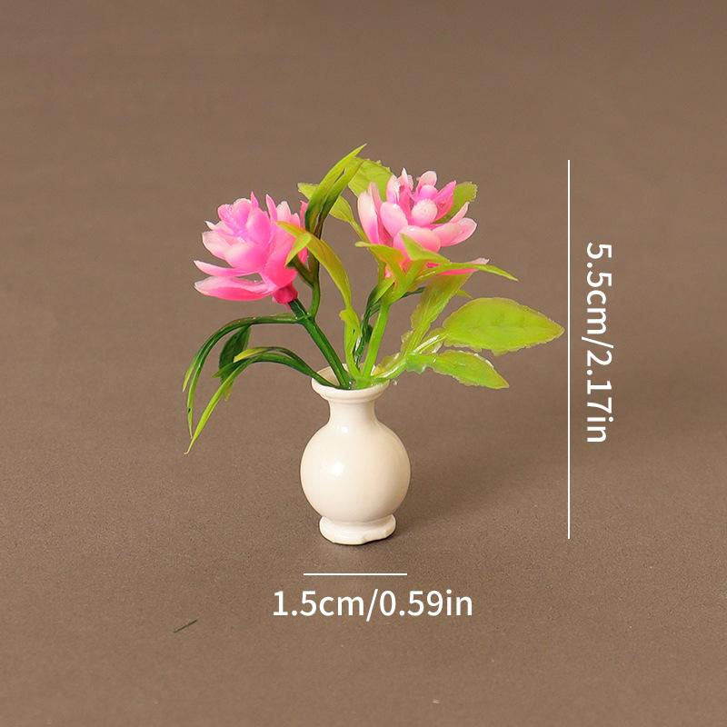 Mini Flower Potted For Green Plant In Pot Simulation Plants 1:12 Dollhouse Miniature Doll House Furniture Home Decoration