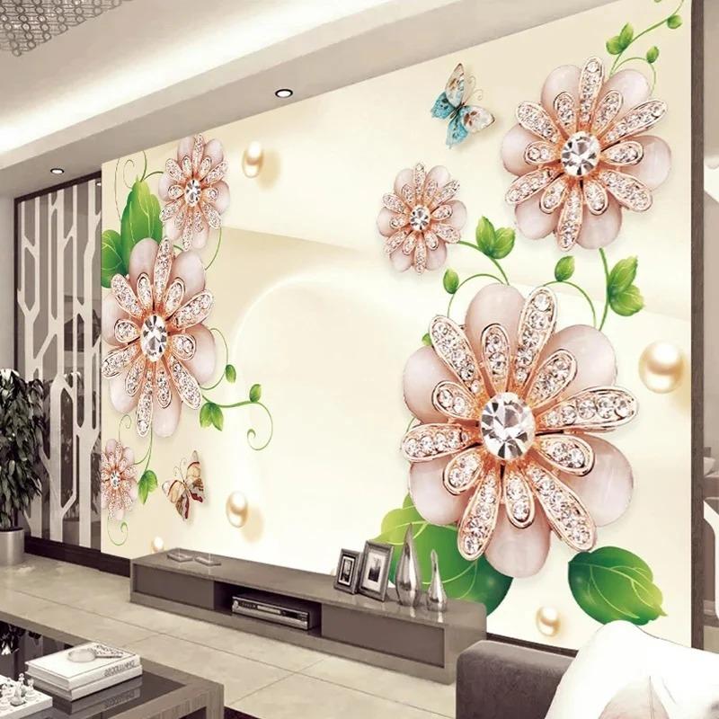 Simple Photo Wallpaper 3d Rose Diamond Mural European Style Fresco Living Room Bedroom Tv Sofa Background Wall Murals