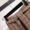 Gonna Scozzese di Lana da Donna Vintage a Vita Alta Autunno Inverno Gonna Donna con Cintura A-Line Gonne Lunghe Signore