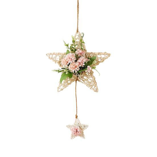 Rattan Hanging Ornaments Five-pointed Star Shape Hangings Handcrafted Durable Wear-resistant M