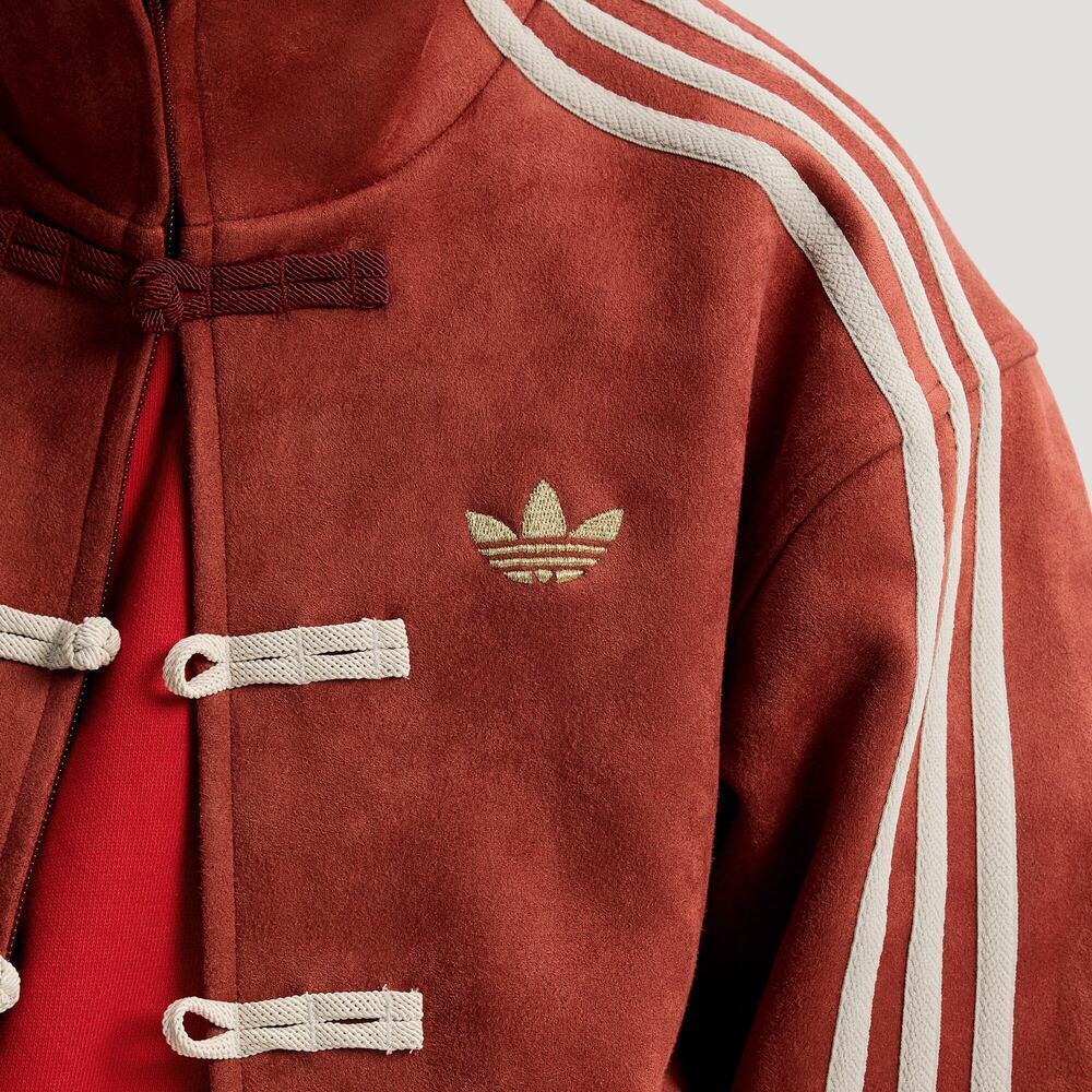 Adidas Originály FW25 Pletená bunda Nový čínský styl Pruhovaná se zipem Dlouhý rukáv Dětská bunda IA8896