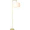 Moderne Stehleuchte mit Kunstleinen-Schirm Leselampe für Wohnzimmer 64x38x163,5 cm Weiß und Gold