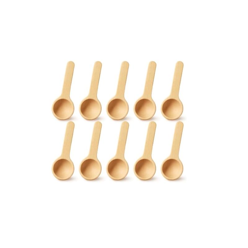 Set of 10 Mini Wooden Spoons,Small Natural Wood Measuring Scoops for Coffee, Tea, Spices & Crafts