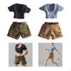 1/12 Action Figure Outfit with Belt, T Shirt and Shorts for 6 Inch Dolls