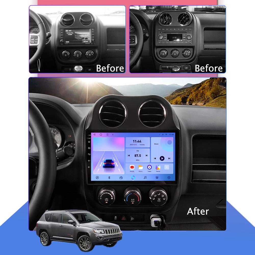 Autoradio Android Auto Carplay für Jeep Compass 2009-2016 Multimedia-Player Head Unit Stereo GPS-Navigation BT WIFI 1 + 16 GB