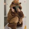 Cartoon Capybara Coral Fleece Bathrobe: Women's Thick Autumn/Winter Homewear Pajamas