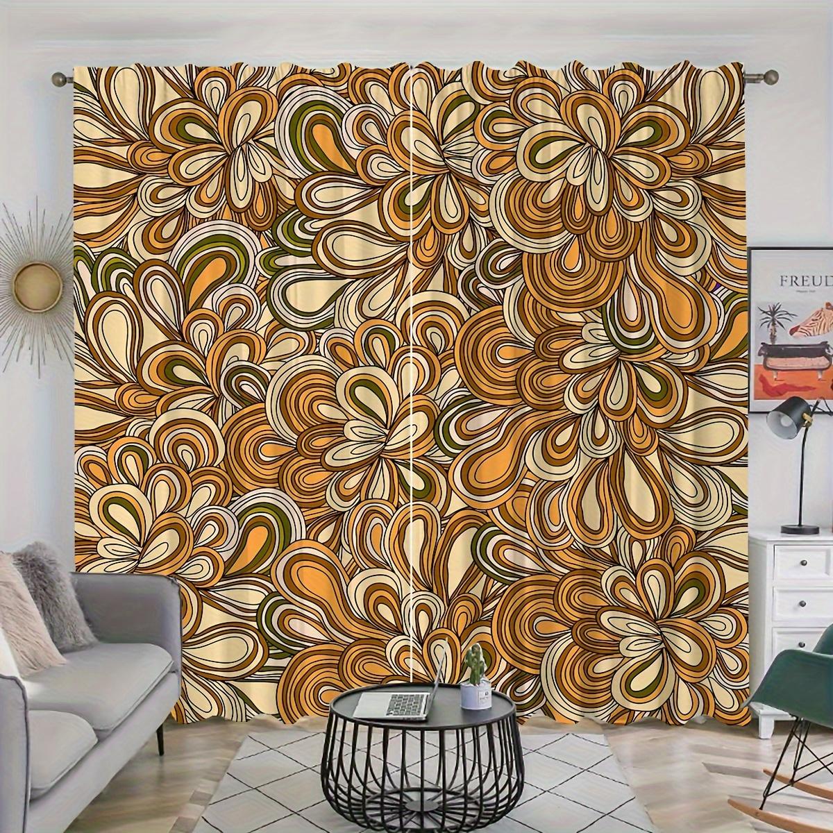 

2 шт., Богемский пейзаж с цветами и птицами, карман для штанги, цифровые напечатанные шторы, материал из полиэстера, подходит для гостиной и спальни W50 X H130(CM)X2&Grommet Top