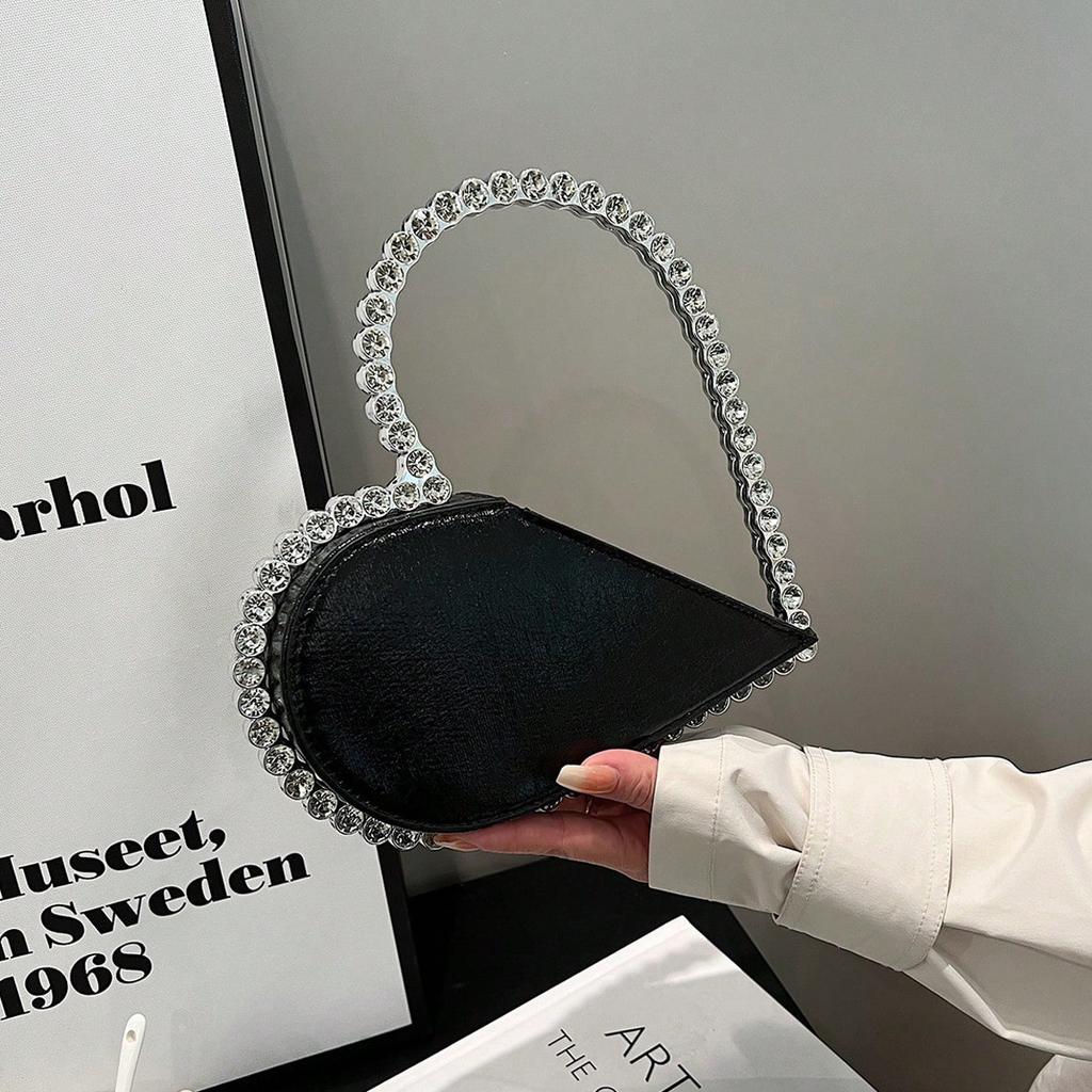 Hochwertige leichte Luxus-Handtasche in Herzform, mit Diamanten besetzte Love Bag mit Strasssteinen für Damen
