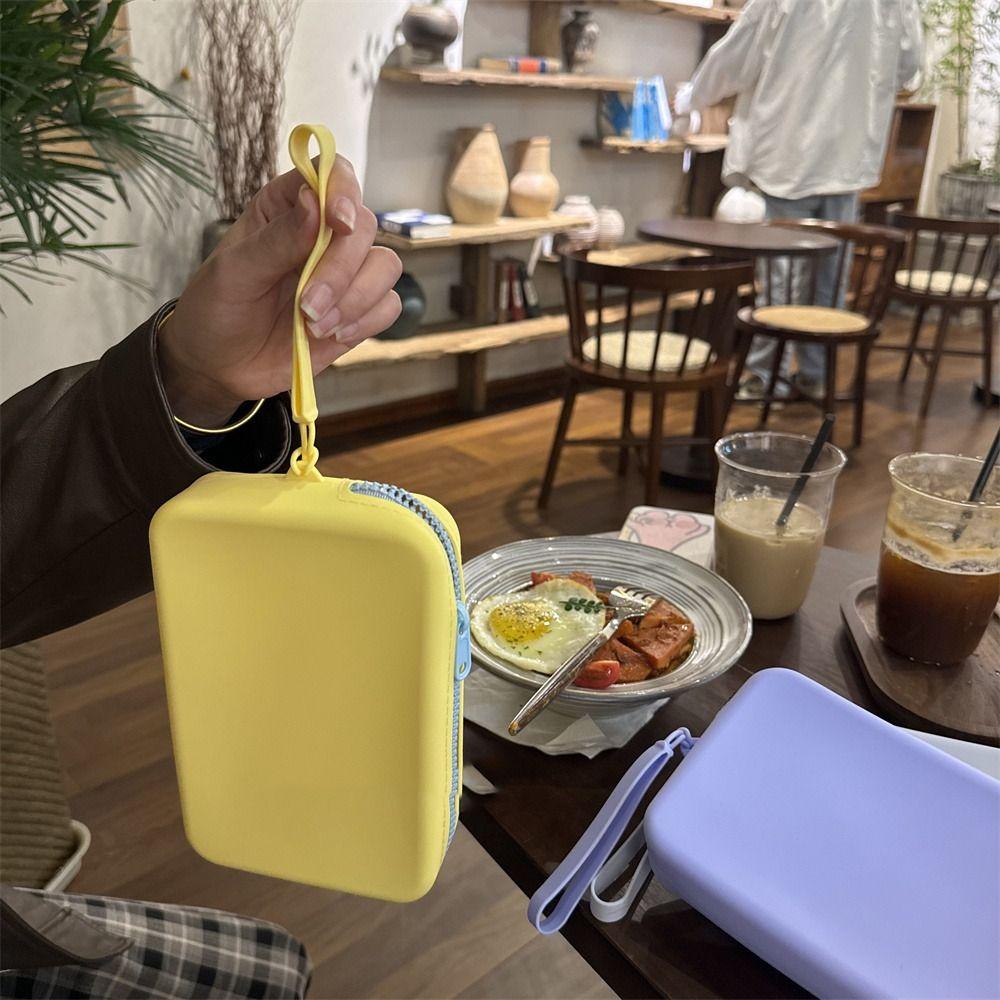 Kontrastfarbe Multifunktions-Aufbewahrungstasche Rechteck Kleine Artikeltasche Silikon Kosmetiktasche Outdoor