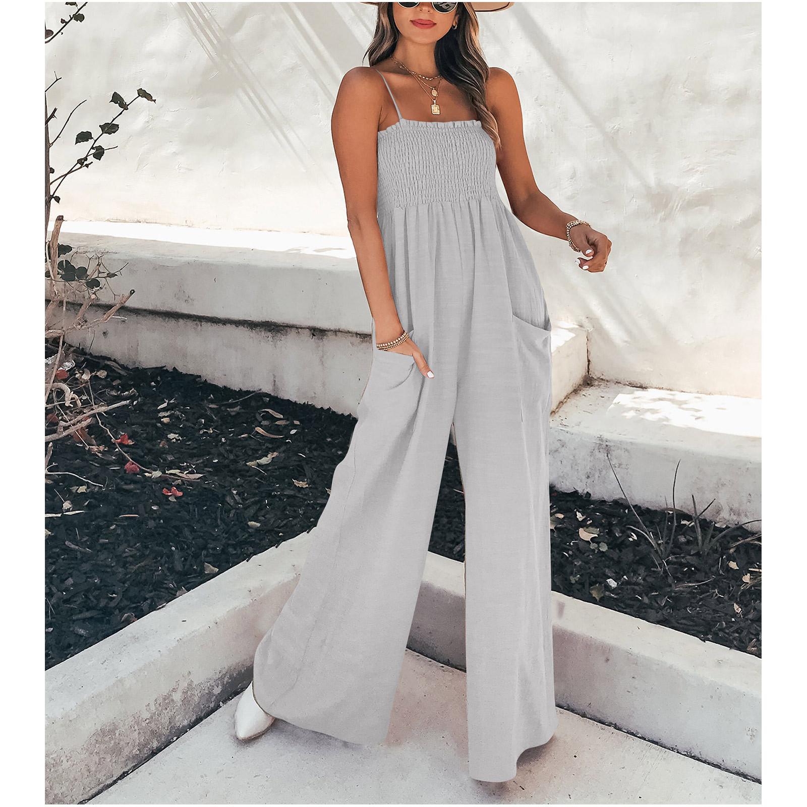 

Женский однотонный свободный повседневный комбинезон на подтяжках, праздничный комбинезон с широкими штанинами XL серый