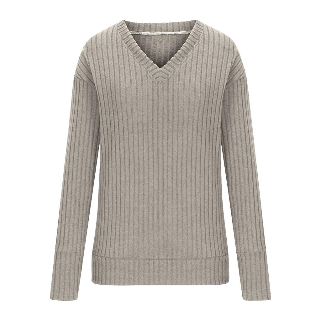 Dámské svetry s výstřihem do V, košile s dlouhým rukávem, volný střih, ležérní, podzimní móda, lehké pulovry, tunikové topy