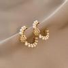 Elegant S925 Silver Pearl Flower Stud Earrings - Fashionable and Versatile for Women