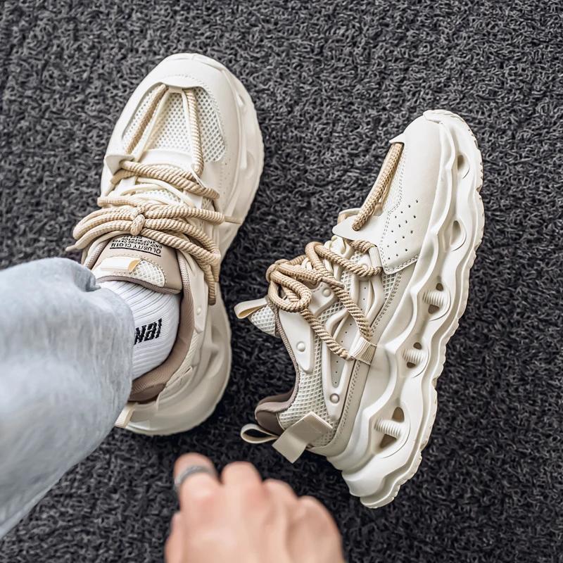 Men's Summer New Breathable Mesh Height Increase Wear-resistant Casual Sports Men Soft Sole Running Lightweight Zapatillas Male