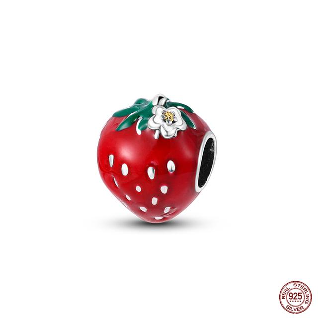 New 925 Sterling Silver Red Color Series Heart Shape Charms Beads Lucky Jewelry Gifts