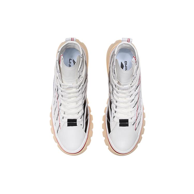 Li Ning Boot Textile, TPU Slip Resistant, Abrasion Resistant, Breathable High top Casual Shoes Women's White Black AGCP388-15