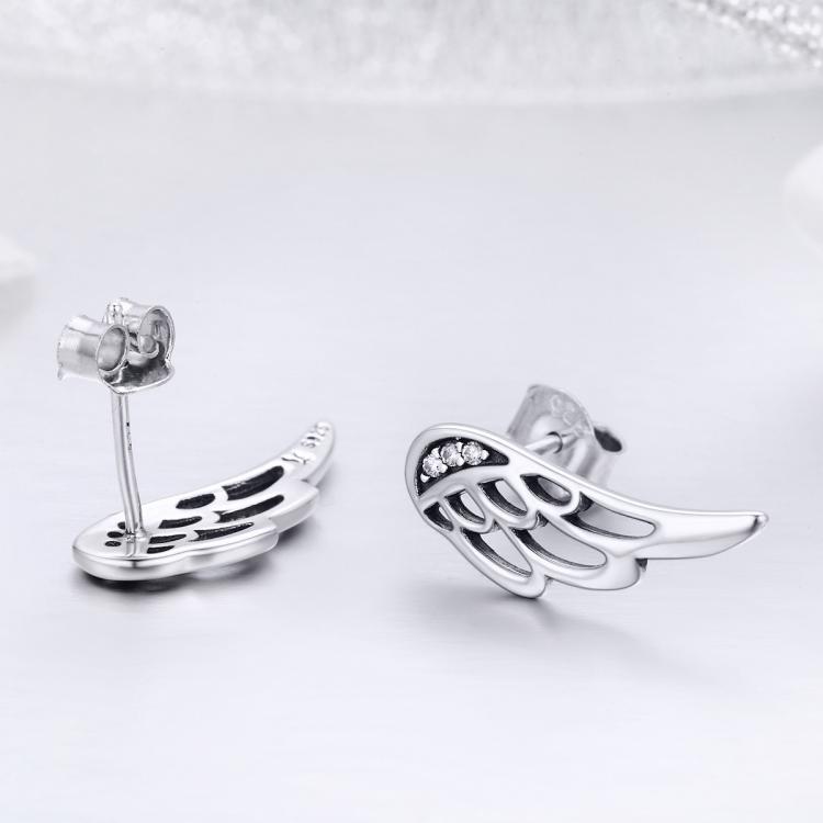 Sterling Silver Wing Earrings Simple S925 Silver Stud Earrings