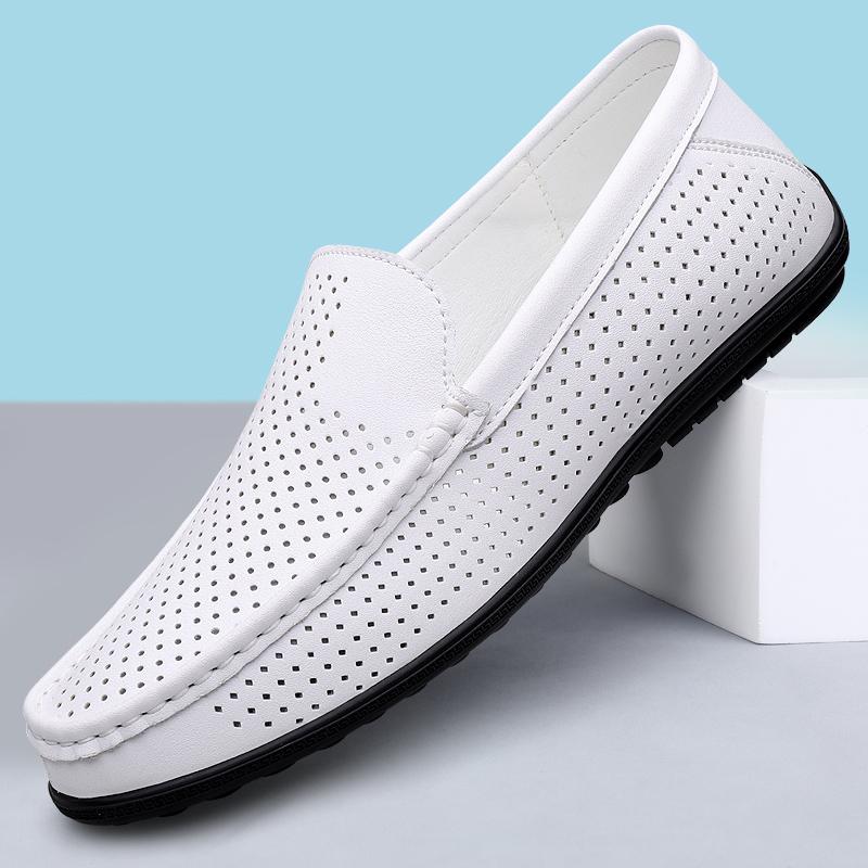 Fashion Men's Casual Leather Hole Shoes Men Genuine Leather Slippers Breathable Male Casual Shoes Comfy Loafers Stylish Muller Moccasins