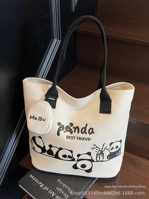 Cartoon Canvas Commuter Tote in Koreaanse Stijl - Dames 2025 Trendy Casual Werk- & Uitgaanstas met Grote Capaciteit