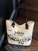Korean Style Cartoon Canvas Commuter Tote - Large Capacity Women's 2025 Trendy Casual Work & Outing Bag