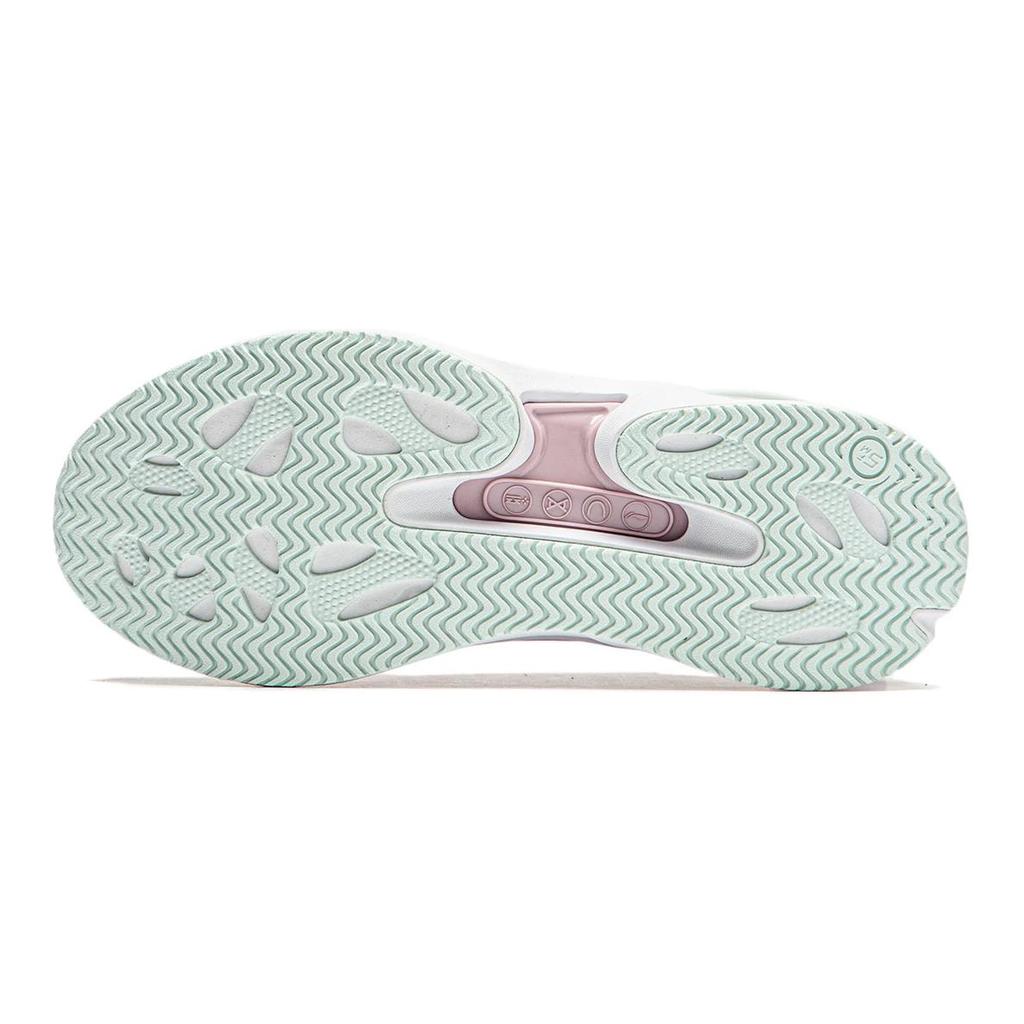 Li Ning Kids Qiang Yue Synthetic Leather Fabric Shock Absorbing Breathable Low Top Running Shoes Kids Running Shoes White Pink YKCU026-2