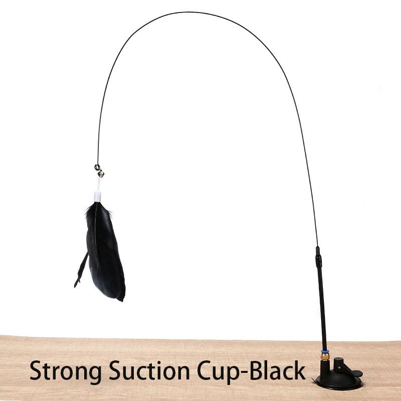 Premium Supplies High Quality Interactive Cat Toy Handfree Cat Stick Playing Kitten Playing Teaser Wand Toy Suction Cup BirdFeather Cat Wand Pet