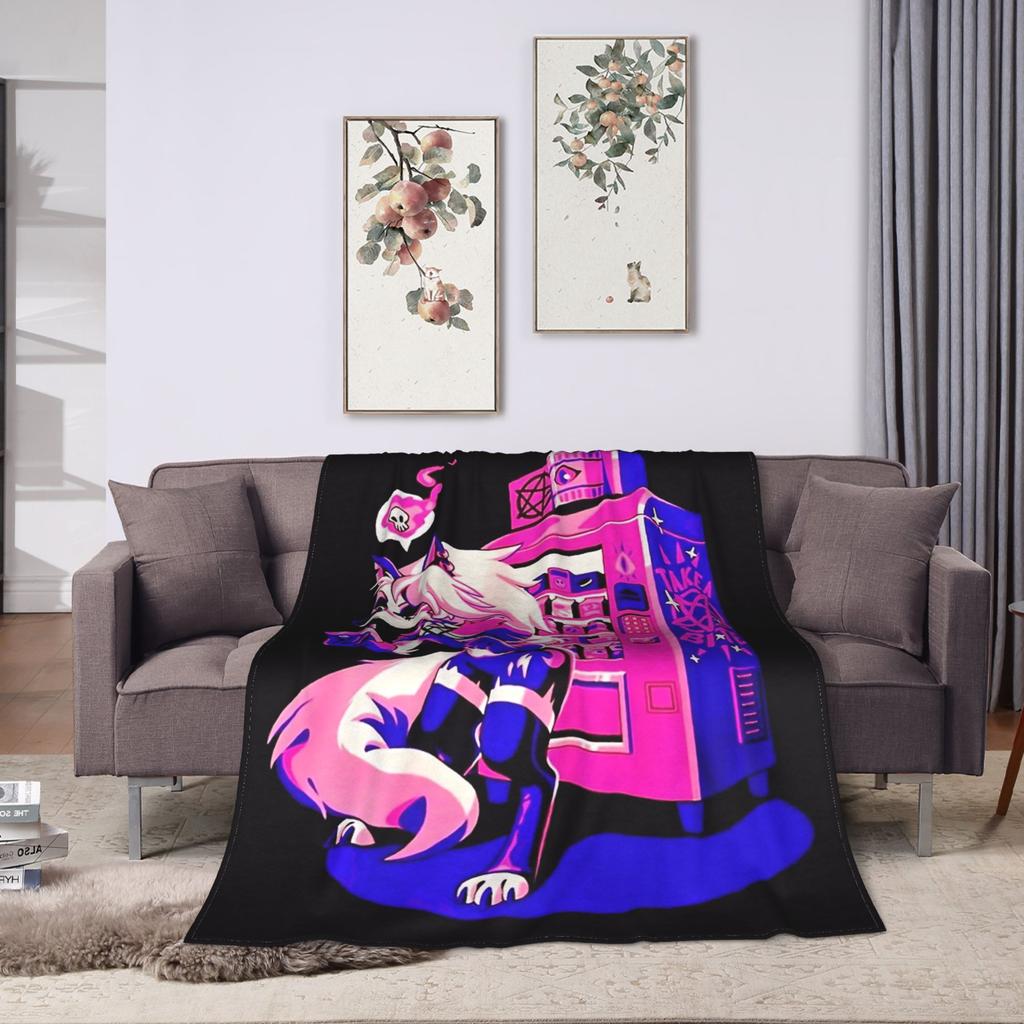 Helluva Boss Loona Flannel Blankets Warm Throw Blanket for Living Room Airplane Travel Graphic Bedspread Sofa Bed Cover