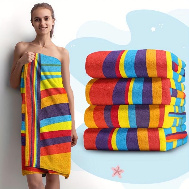 1PC Oversized Striped Beach Towel - Super Soft Microfiber Material, Fast Drying and Machine Washable, Beach Towel