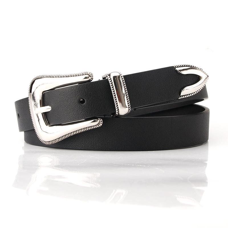 A Women's Three-piece Belt Set with Gold Needle Buckle Faux Leather Belt, Fashionable and Versatile Clothing Decoration, Belt Personality