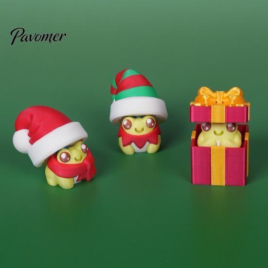 Stress Relief Frog Clicker 3D Printed Christmas Clicker, Santa Hat Finger for Gift Box Relief, Push Button Fidget Toy, Xmas Party Favors Toy