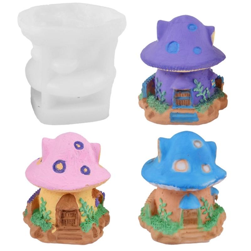 Silicone Mushroom Molds,Candle Making Mold Mushroom House Epoxy Casting Mold for Gypsum Aromatherapy Candle,Home Decor