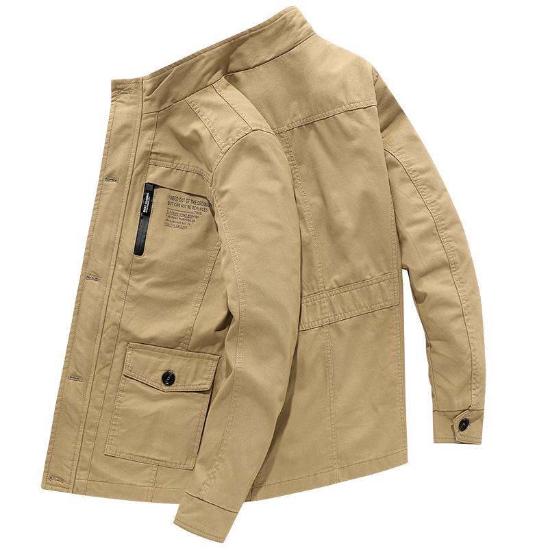 Men's Mid-Length Casual Cotton Jacket - Spring & Autumn, Plus Size, Loose Fit, Outdoor Sports, Dad Style.