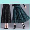 Velvet Pleated Skirt For Women With Lace Detailing And High Waist For Fall Winter
