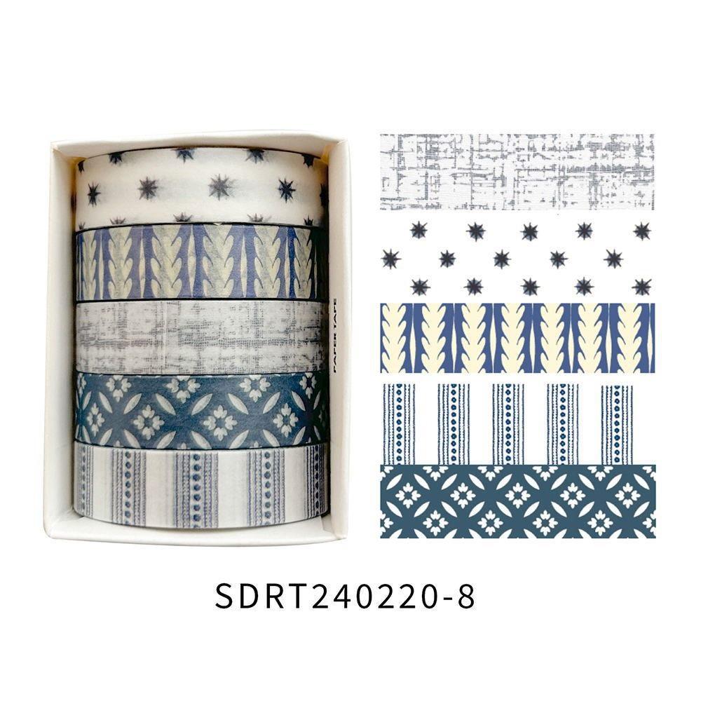 One Box/5 Rolls Retro Art Handheld Stickers High Beauty Film Cute Packaging Basic DIY