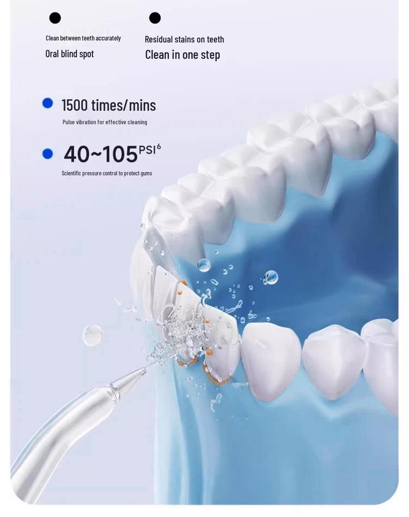 Portable Dental Water Flosser for Calculus Removal and Teeth Cleaning with Battery-Powered Oral Care Scaler