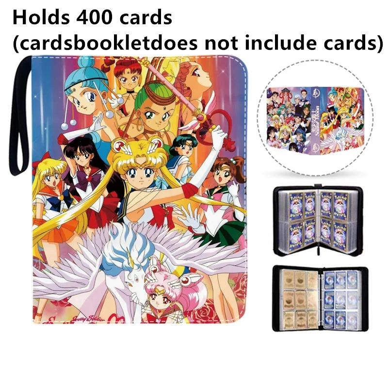 400pcs/900pcs Sailor Moon Card Album Book Folder 4/9 Card Slots Collections Zipper Double Pocket Zipper Card Binder Holder