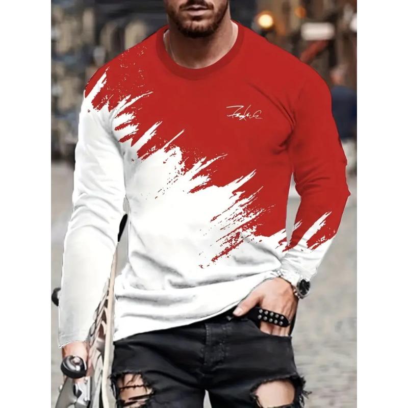 Colorful Starry Sky 3D Printed Men's Crewneck Long Sleeve Urban Street Fashion Trend Men's T-shirt Loose Casual Men's Shirt