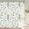 Green Plant Leaves Print Shower Curtains Watercolor Boho Floral Waterproof Morden Bathroom Bathtub Curtain Room Decor With Hooks