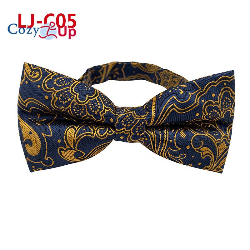 Fashion Blue Paisley Bowtie  Set for Men Wedding Business Party Luxury Pre-tied Men's Bow Tie Gifts
