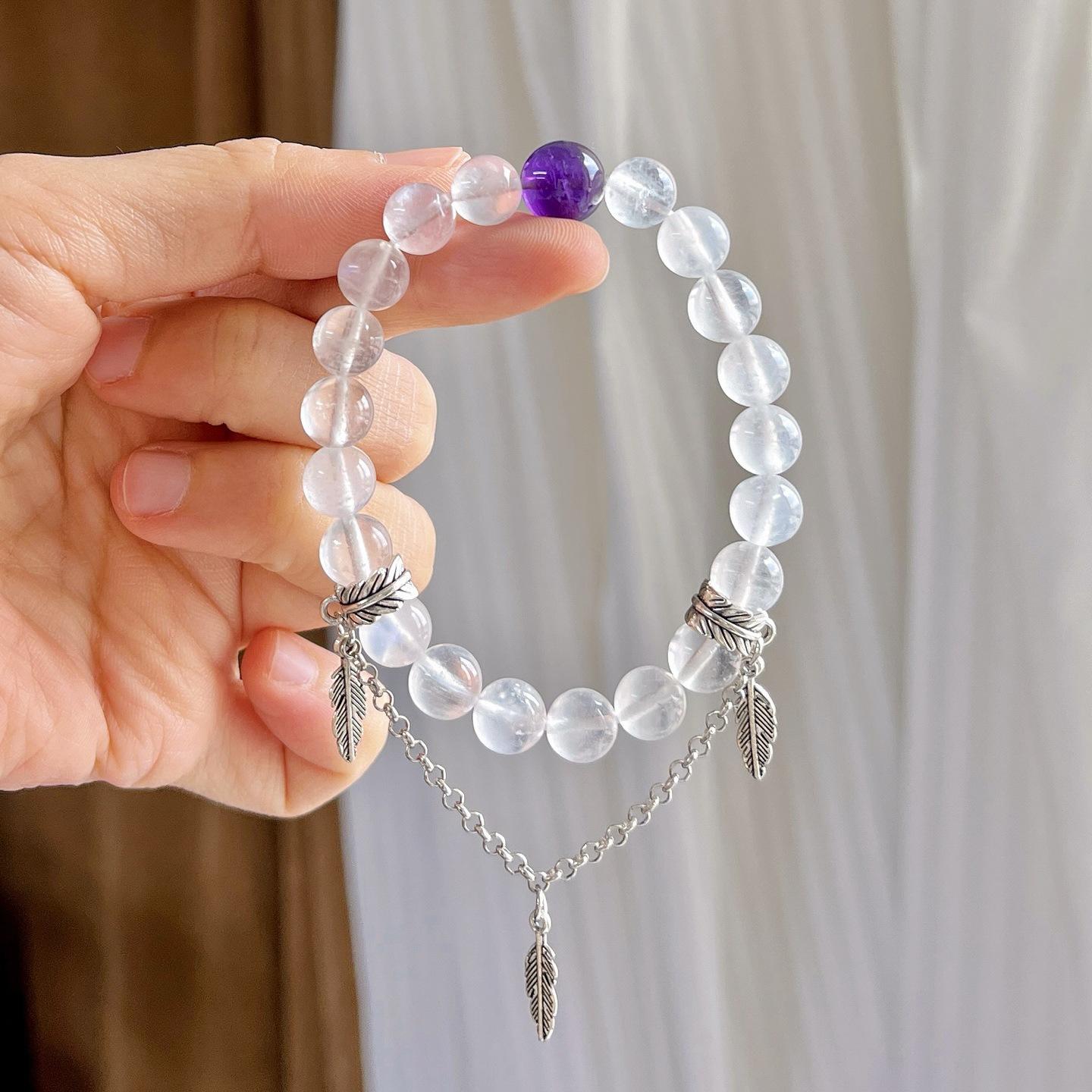 8Mm Design Feeling Natural Moonstone Amethyst Design Feeling Bracelet