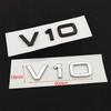 3d ABS Chrome Black V10 Logo Letters Car Fender Side Emblem Badge Decal For RS6 S6 C6 S8 R8 V10 Sticker Accessories