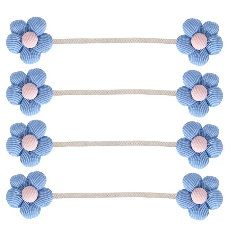 Ensemble de 4 Attache-rideaux Fleur Colorée Attaches Décoratives pour Draperies Attaches Corde Métallique pour Décorations de Fenêtre