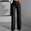 Women's High Waist Button Detail Wide Leg Trousers