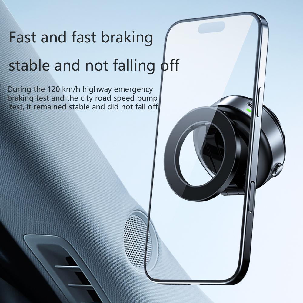 X98 Electric Vacuum Suction Cup Car Phone Holder 360°Rotation Strong Magnetic Foldable Stand for Iphone 12-16 Pro Xiaomi Samsung