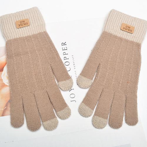 Winter camel wool warm gloves five fingers cute cold-proof men and women cycling writing thickened