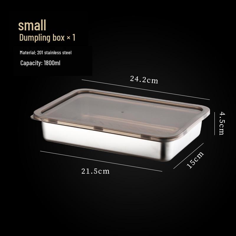 Stainless Steel Dumpling Storage Box with Lid - Square, Freezer-Safe for Wontons & Dumplings